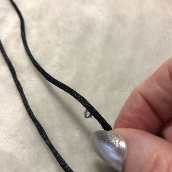 Murano golden glass millefiori rectangular pendant rattail cord - Picture 6 of 7